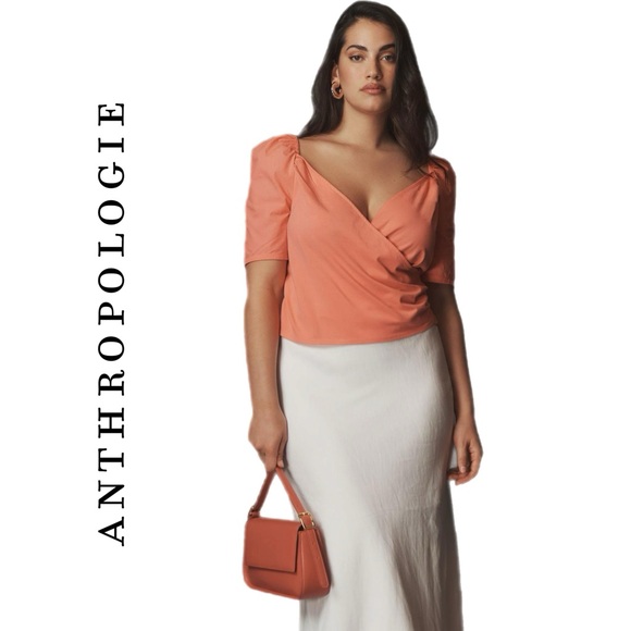 Anthropologie Puff-Sleeve Wrap Top - Picture 3 of 12